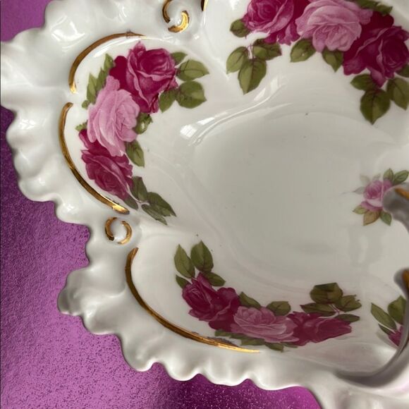 MZ Antique Roses Austria Porcelain handled Dish - Picture 4 of 7